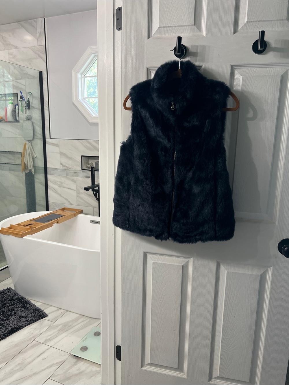 J.Crew 2017 Deep Navy Faux Fur Zip Vest H0514 Small